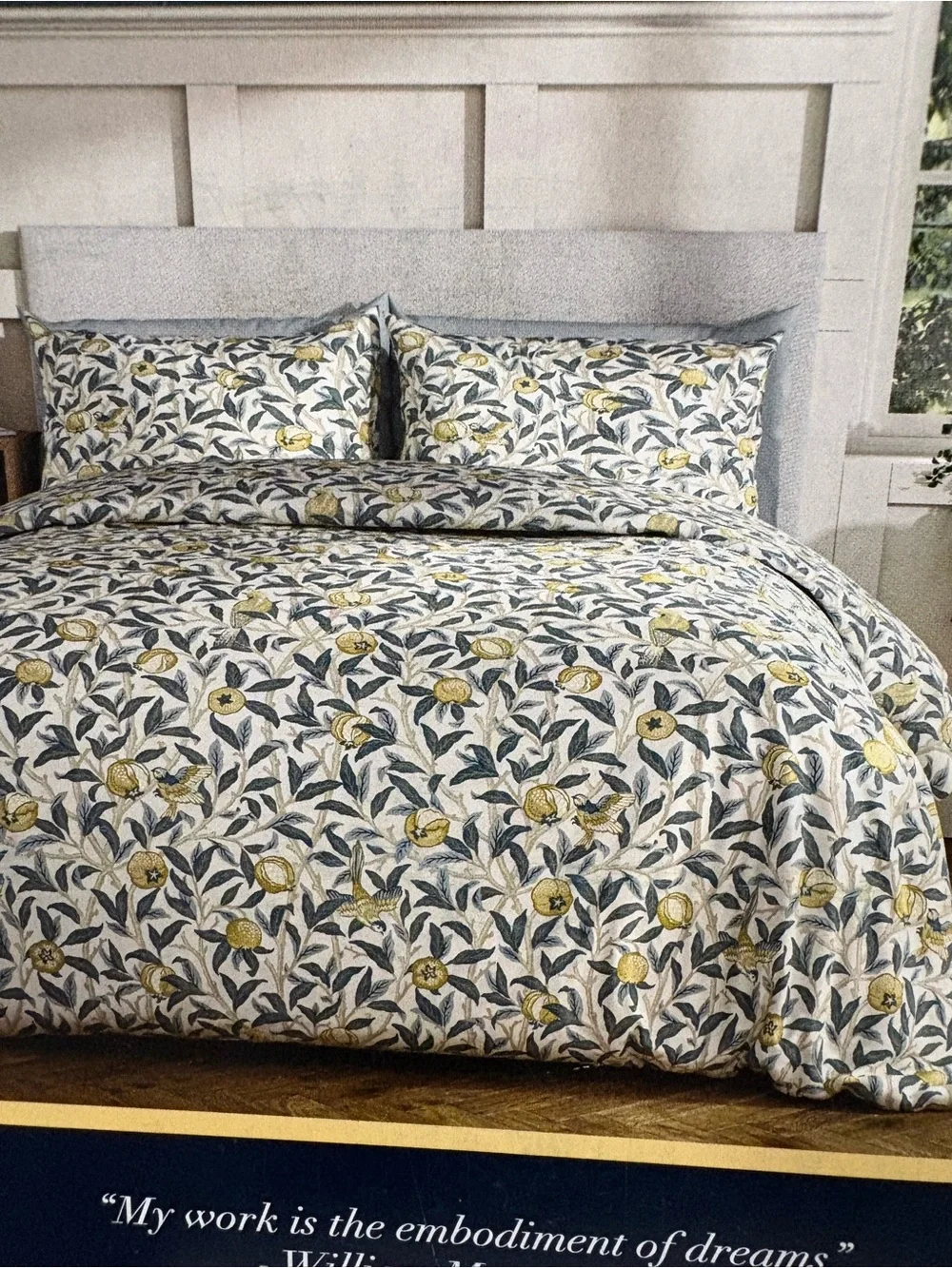 NEW William Morris King Duvet-BIRD AND POMEGRANATE - OCHRE Pattern- 3 piece set
